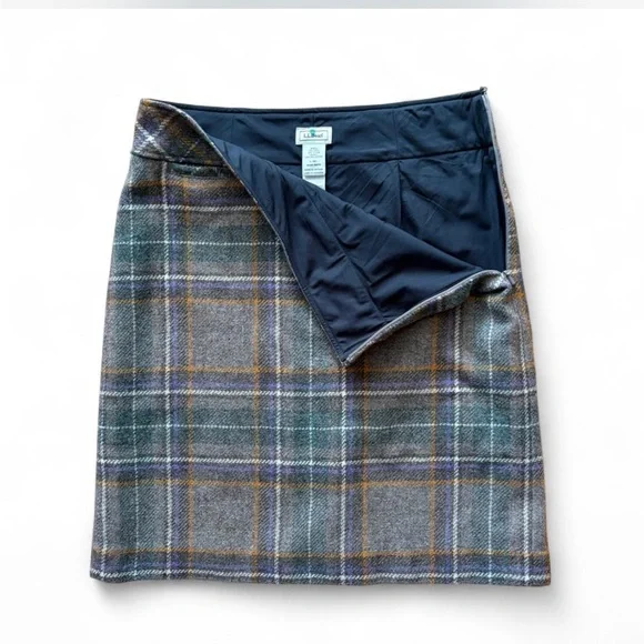 L.L. Bean Plaid Pencil Skirt - Gray and Blue - Picture 4 of 6